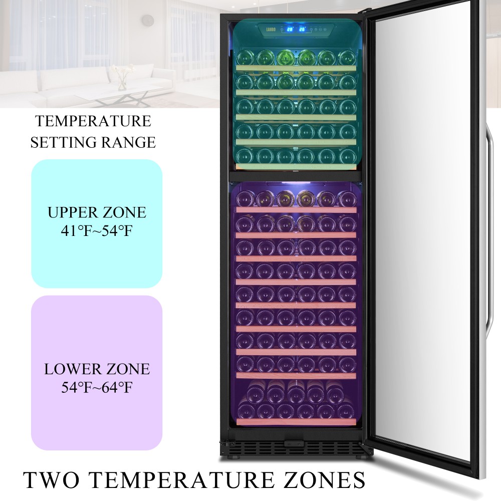 LANBO Wine Cellar Refrigerator, Dual Zone Compressor Red Wine Cooler